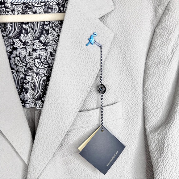 NWT Tailorbyrd Seersucker Jacket Blazer Gray Stretch Cotton 42 R - Picture 6 of 10